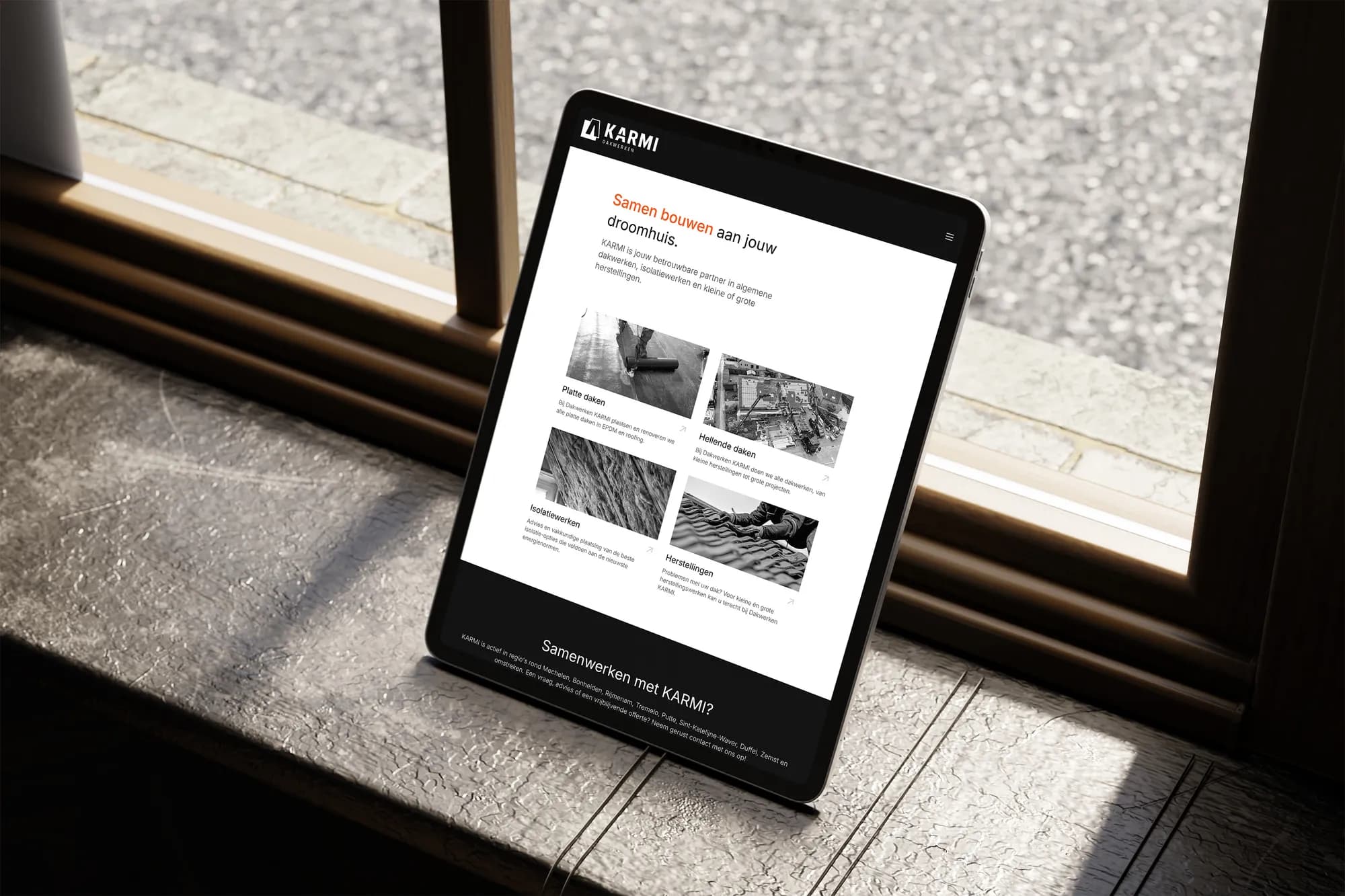karmi website op een ipad